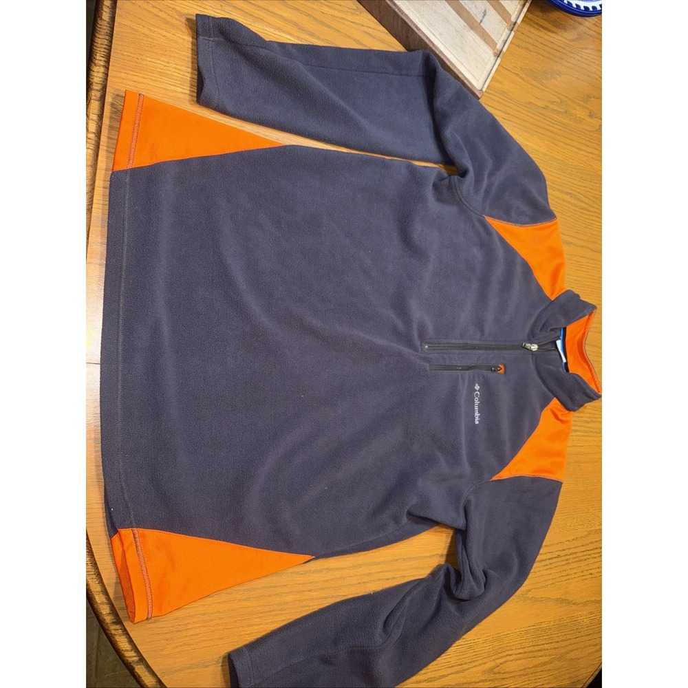 columbia 1/4 zip fleece pullover mens large Orange And Gray